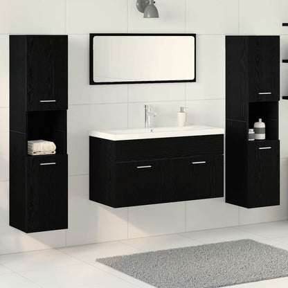 Bathroom Furniture Set 4 pcs Black Oak Engineered Wood
