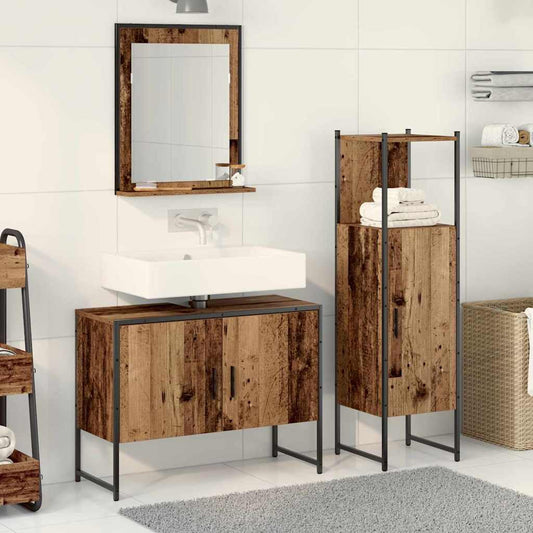 Bathroom Furniture Set 3 pcs Brown Engineered wood