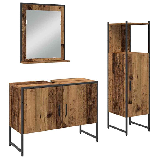 Bathroom Furniture Set 3 pcs Brown Engineered wood