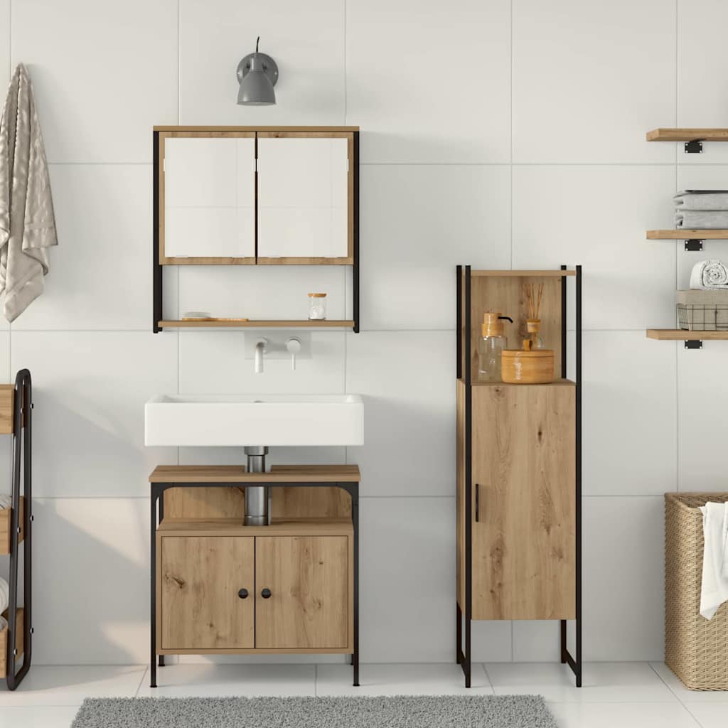 Bathroom Furniture Set 3 pcs Brown Engineered wood