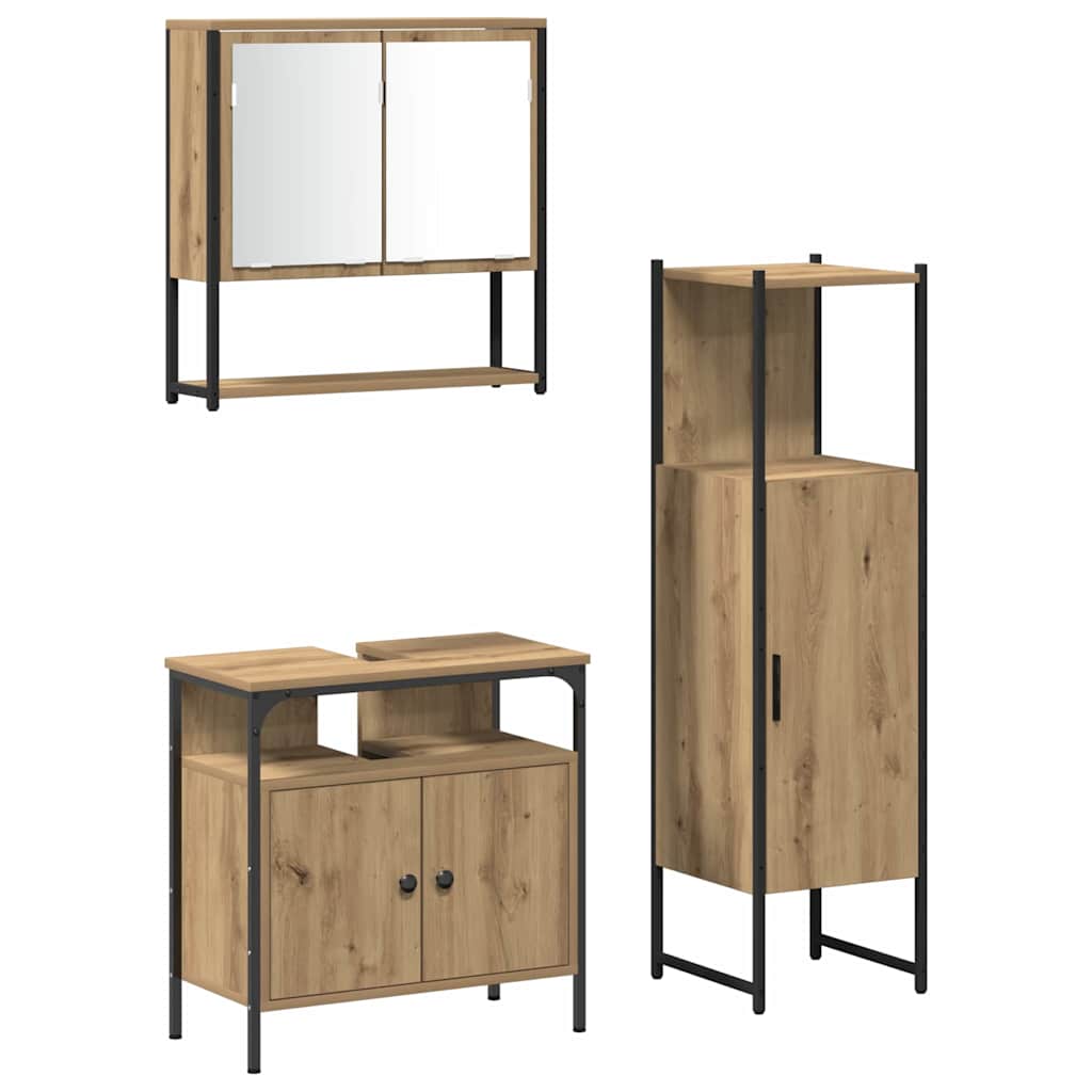 Bathroom Furniture Set 3 pcs Brown Engineered wood