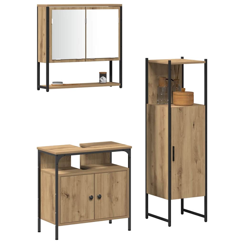 Bathroom Furniture Set 3 pcs Brown Engineered wood