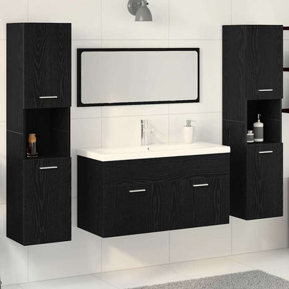 Bathroom Furniture Set 4 pcs Black Oak Engineered Wood