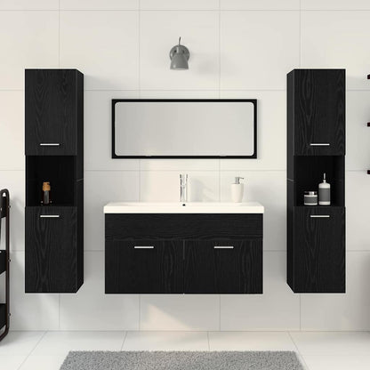 Bathroom Furniture Set 4 pcs Black Oak Engineered Wood