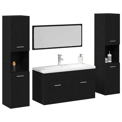 Bathroom Furniture Set 4 pcs Black Oak Engineered Wood