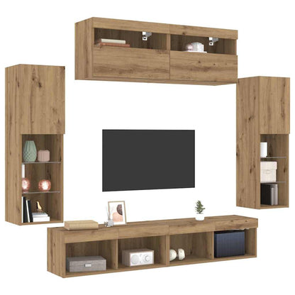 TV Cabinet Set 6 pcs Artisan oak Engineered wood