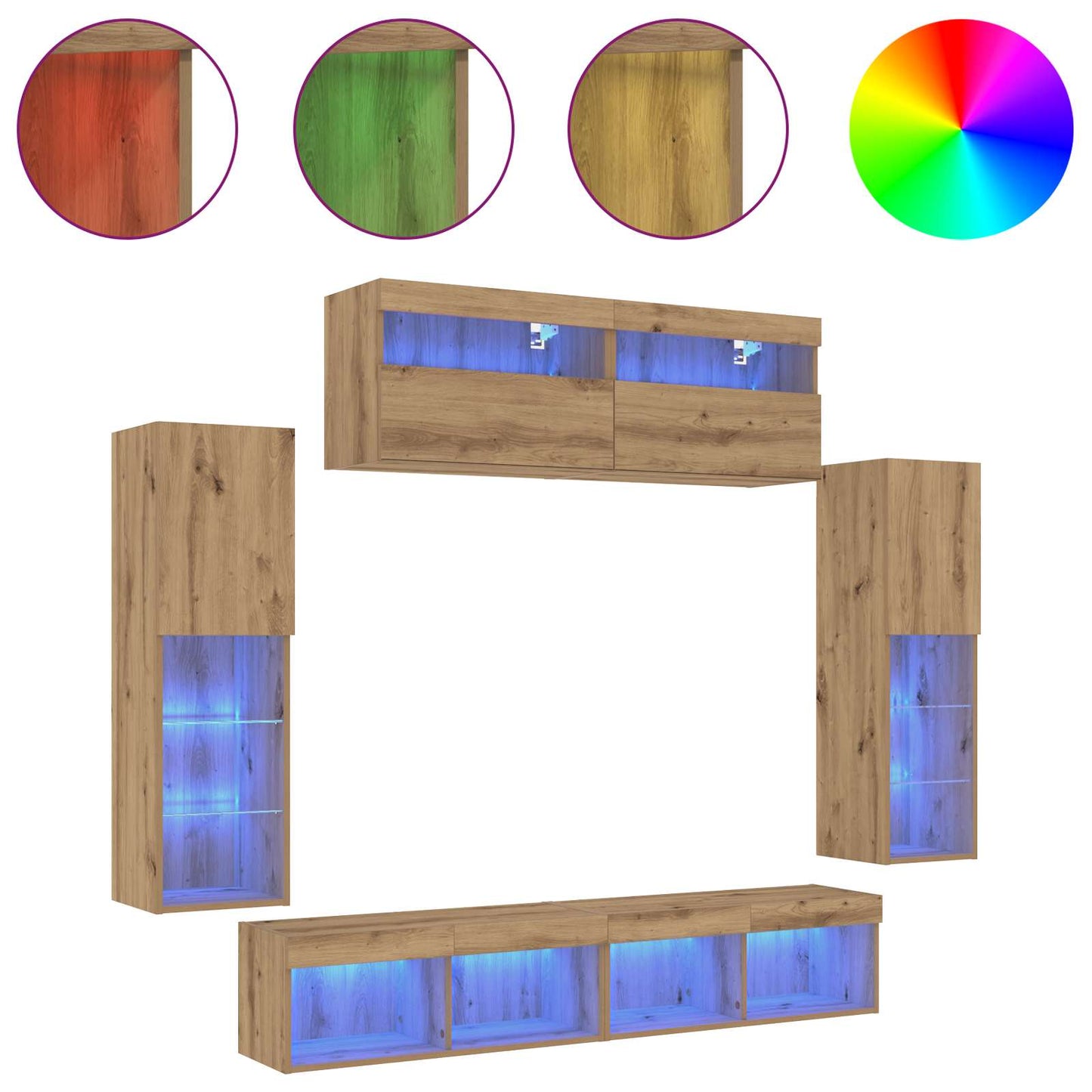 TV Cabinet Set 6 pcs Artisan oak Engineered wood