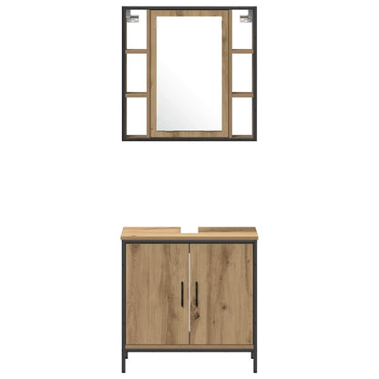 Bathroom Vanity Units with Shelf 3 pcs Brown Engineered wood