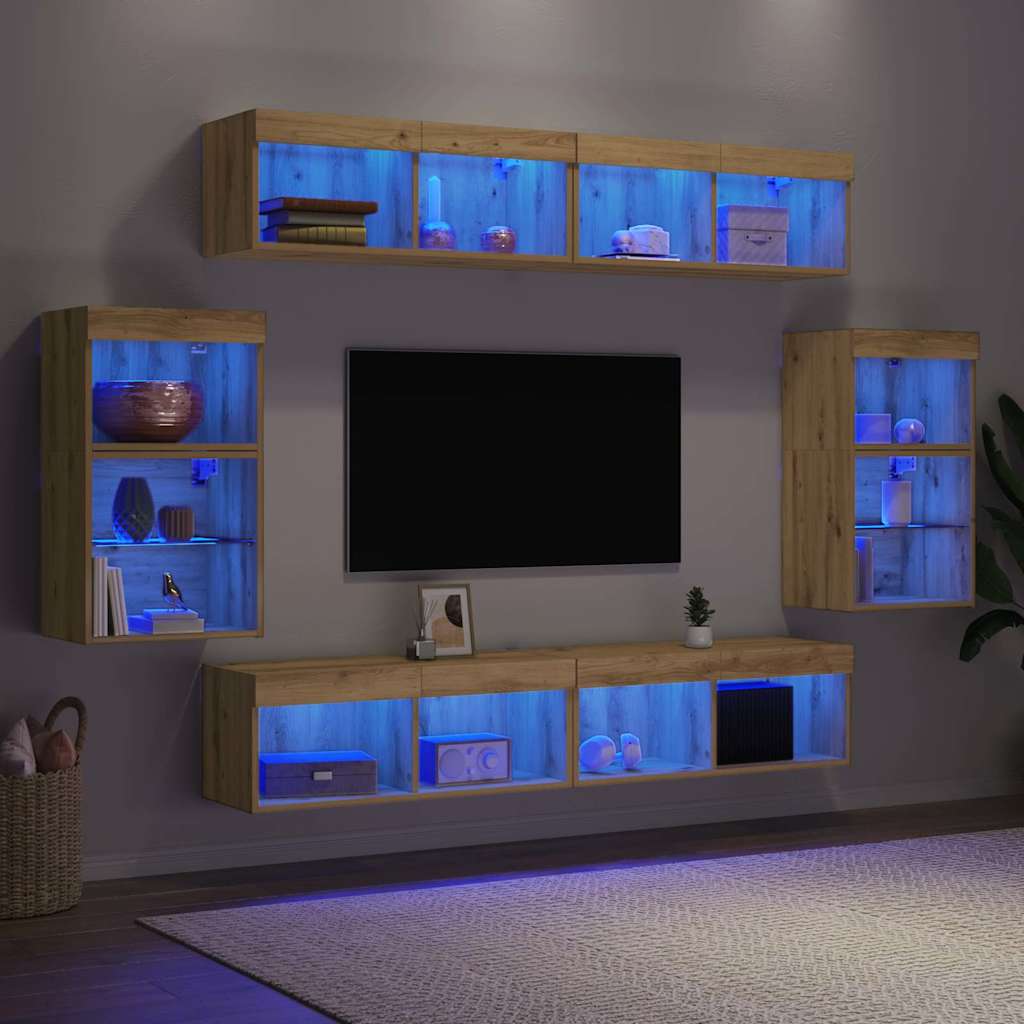 TV Cabinet Set 8 pcs Artisan oak Engineered wood