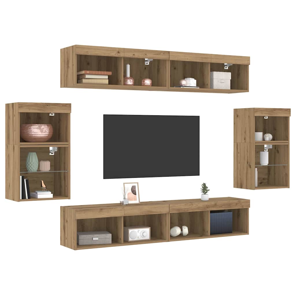TV Cabinet Set 8 pcs Artisan oak Engineered wood