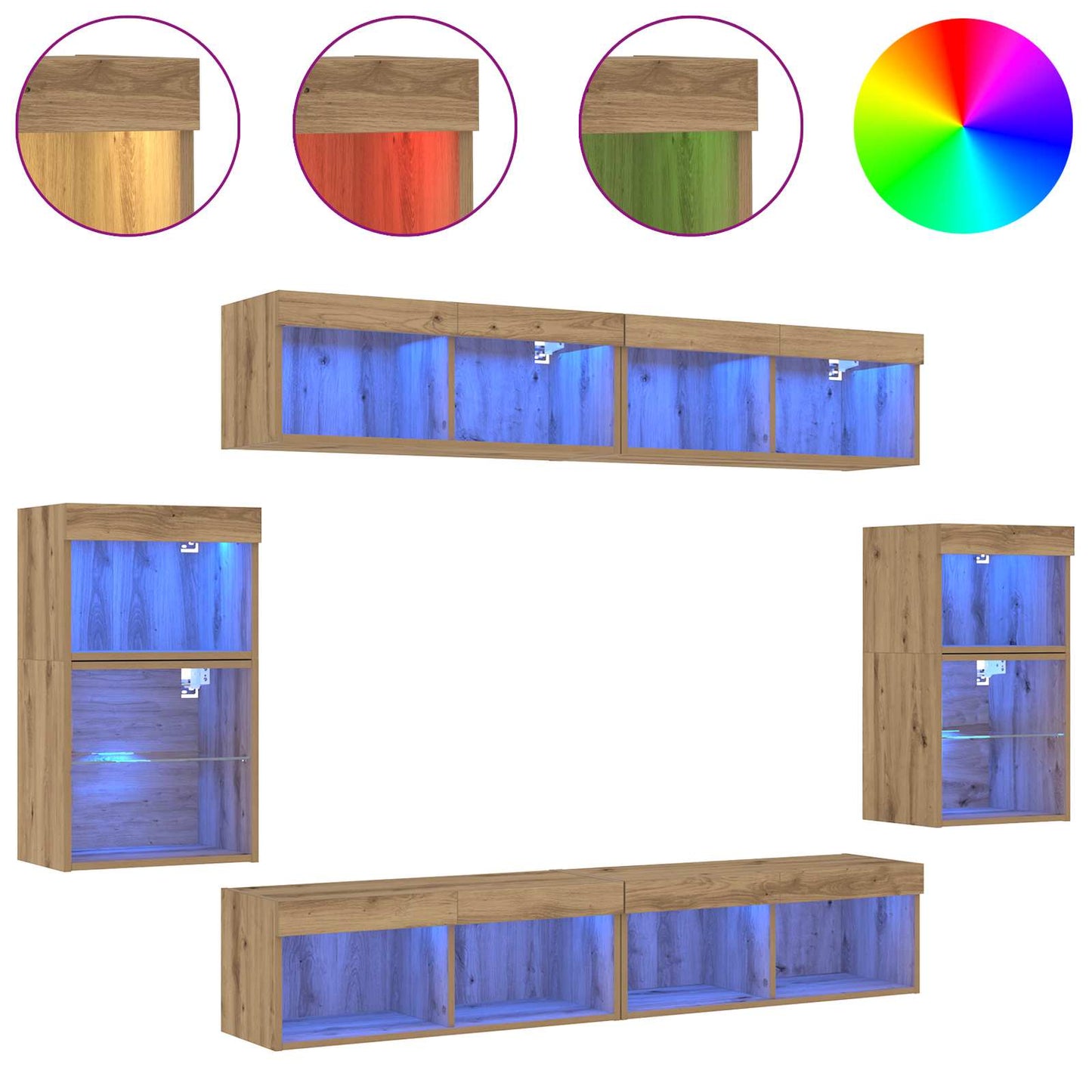 TV Cabinet Set 8 pcs Artisan oak Engineered wood