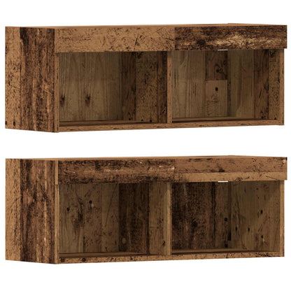 TV Cabinet with LED Strip Lights 4 pcs Old wood Engineered wood
