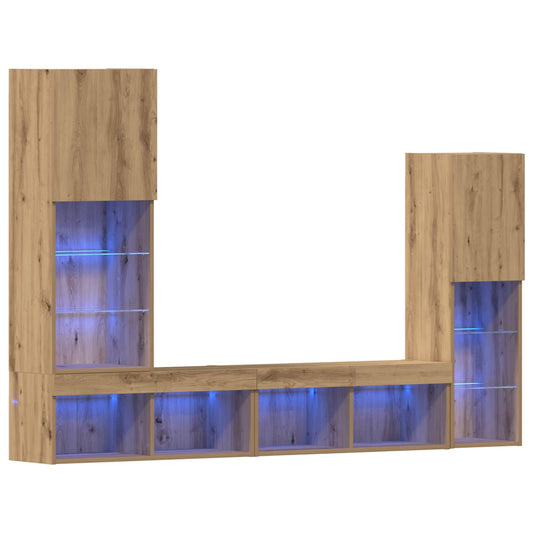 TV Cabinet 4 pcs Artisan oak Engineered wood