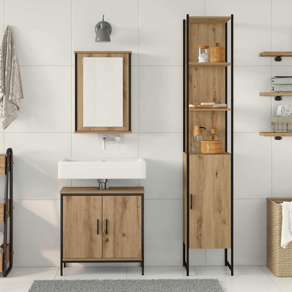 Bathroom Furniture Set 3 pcs Brown Engineered wood