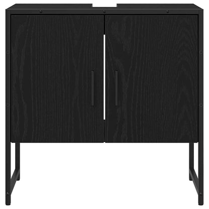 Bathroom Furniture Set with Shelf 4 pcs Black Engineered wood
