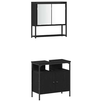 Bathroom Furniture Set 4 pcs Black Oak Engineered Wood