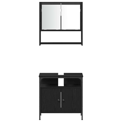 Bathroom Furniture Set 4 pcs Black Oak Engineered Wood