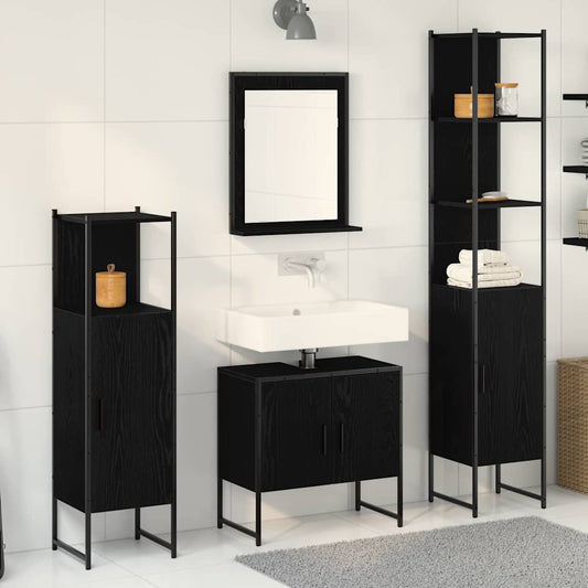 Bathroom Furniture Set 4 pcs Black Engineered wood