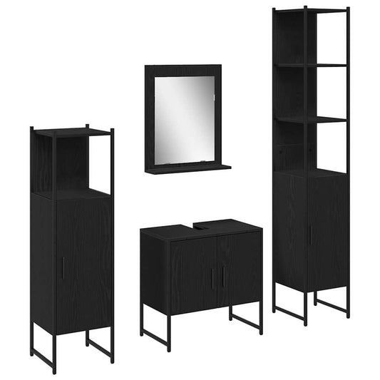 Bathroom Furniture Set 4 pcs Black Engineered wood