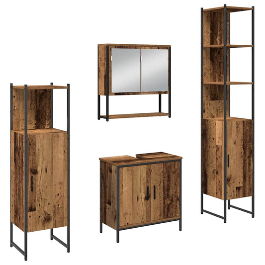Bathroom Furniture Set 4 pcs Brown Engineered wood