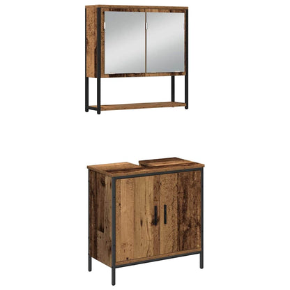 Bathroom Furniture Set with Door 4 pcs Brown 33 x 33 x 185.5 cm