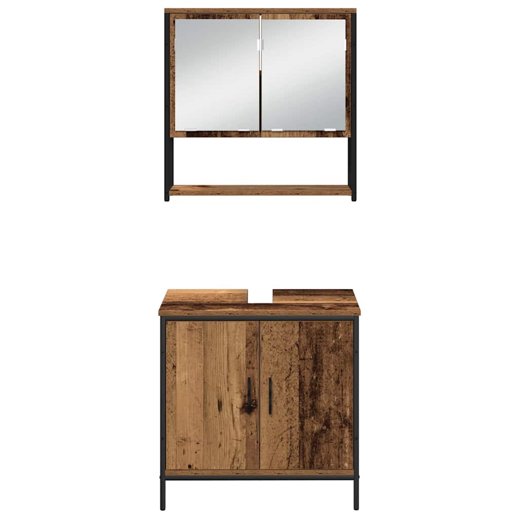 Bathroom Furniture Set with Door 4 pcs Brown 33 x 33 x 185.5 cm