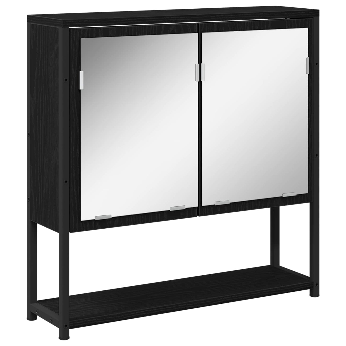 Bathroom Furniture Set with Shelf 4 pcs Black Engineered wood
