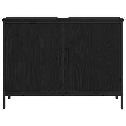 Bathroom Furniture Set with Shelf 4 pcs Black Engineered wood