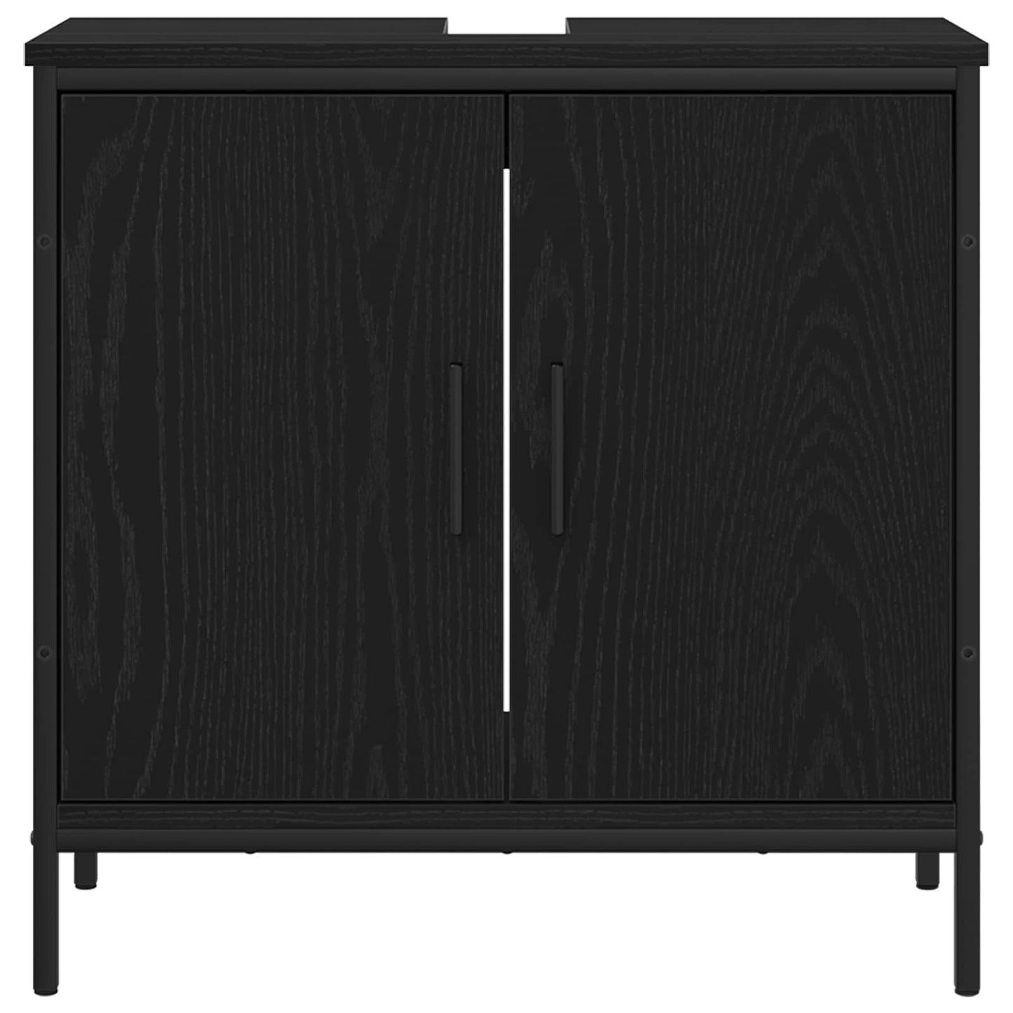 Bathroom Furniture Set with Shelf 4 pcs Black Engineered wood