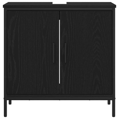 Bathroom Furniture Set with Shelf 4 pcs Black Engineered wood