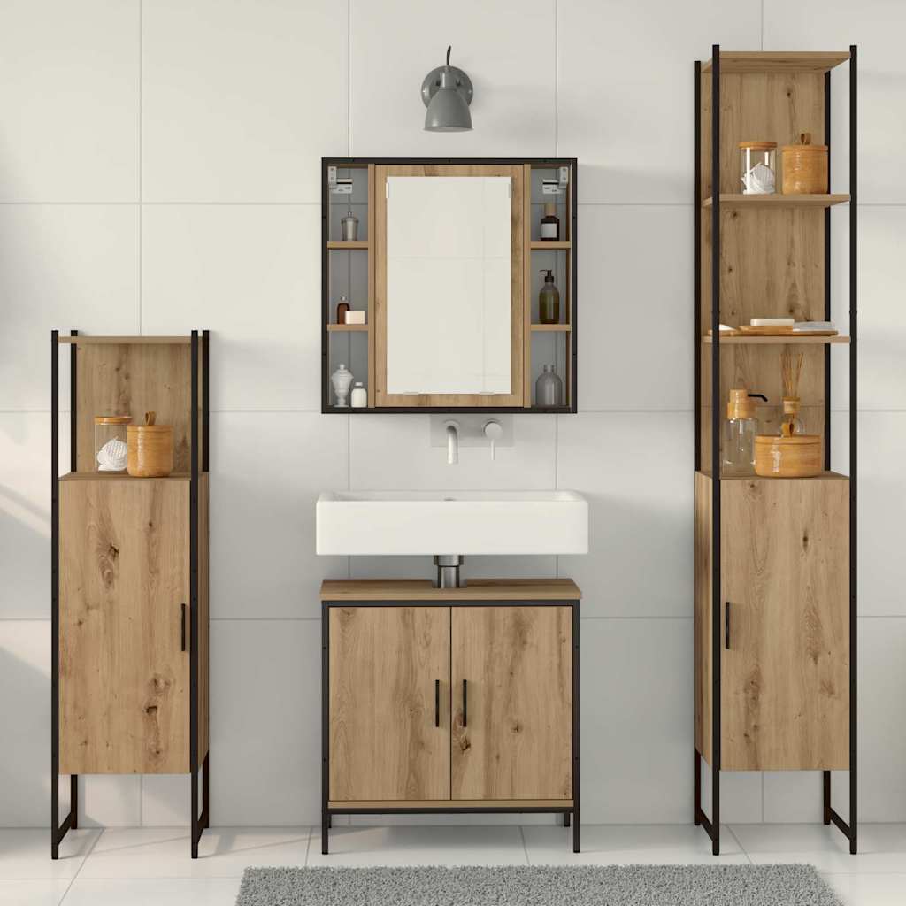 Bathroom Furniture Set 4 pcs Brown Engineered wood