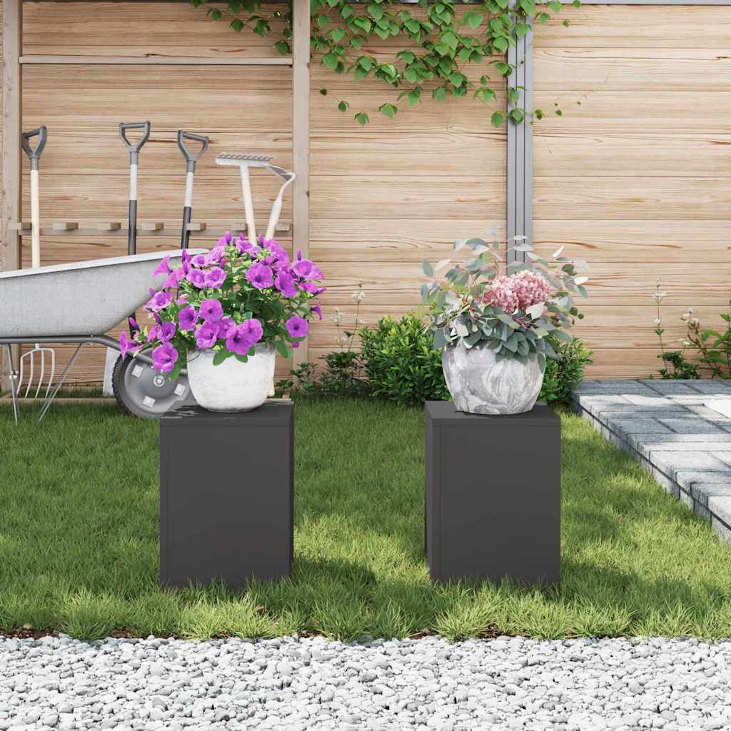 Plant Stand 2 pcs Black 24 x 24 x 35 cm Cold-rolled Steel