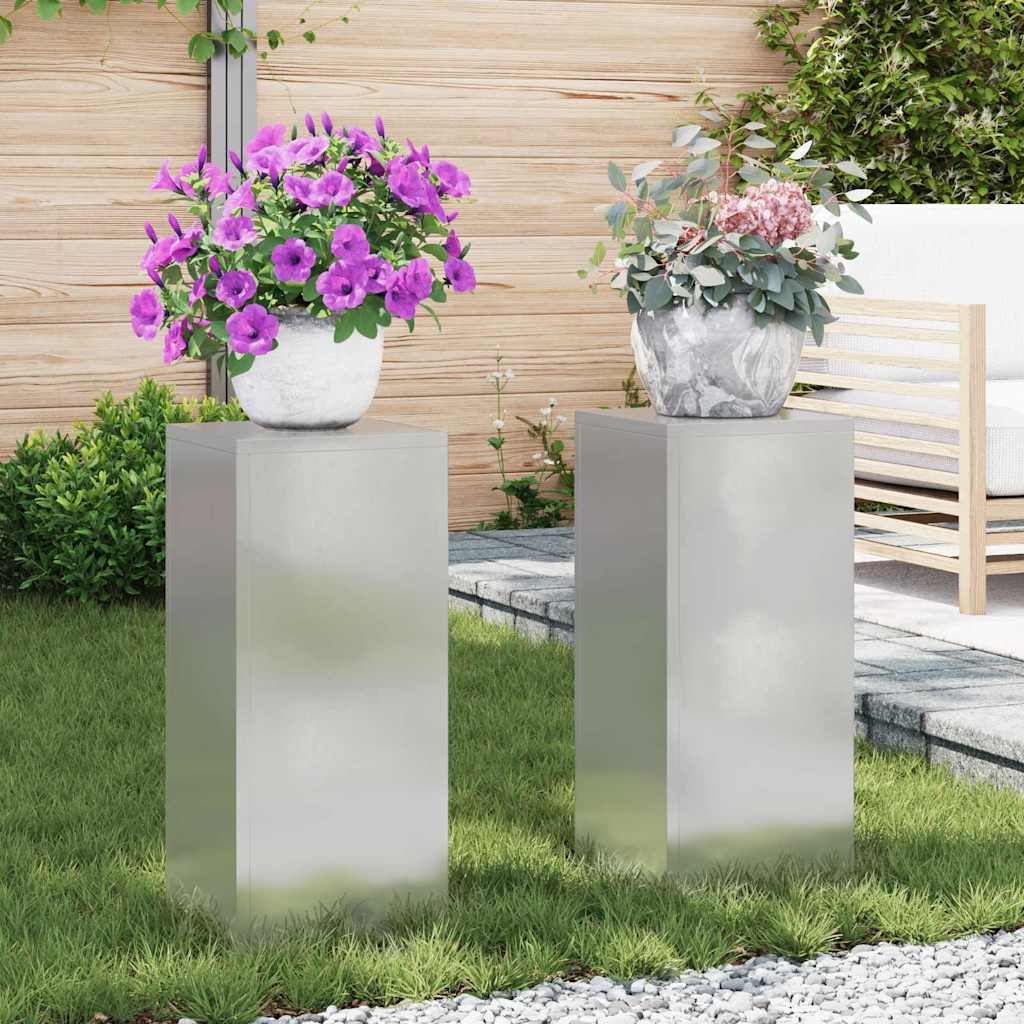 Plant Stand 2 pcs Silver 24 x 24 x 55 cm Stainless Steel