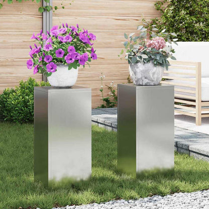 Plant Stand 2 pcs Silver 24 x 24 x 55 cm Galvanised Steel