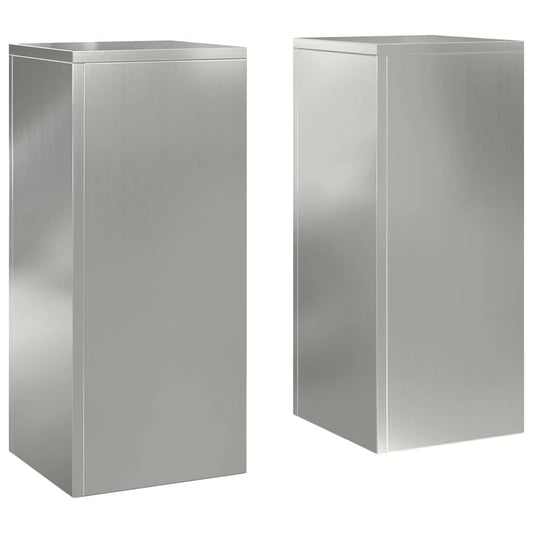 Plant Stand 2 pcs Silver 24 x 24 x 55 cm Galvanised Steel