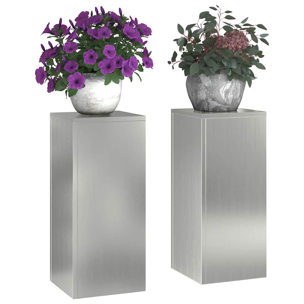 Plant Stand 2 pcs Silver 24 x 24 x 55 cm Galvanised Steel