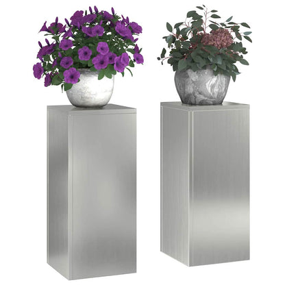 Plant Stand 2 pcs Silver 24 x 24 x 55 cm Galvanised Steel