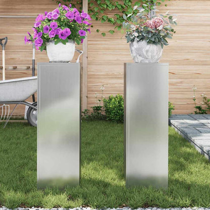 Plant Stand 2 pcs Silver 24 x 24 x 75 cm Galvanised Steel