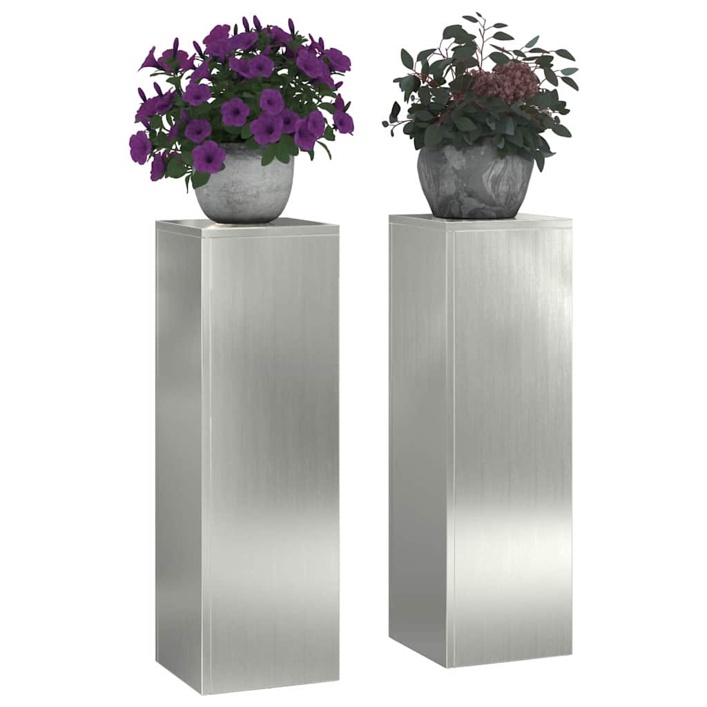Plant Stand 2 pcs Silver 24 x 24 x 75 cm Galvanised Steel