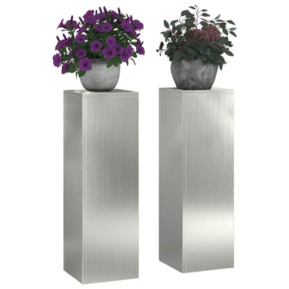 Plant Stand 2 pcs Silver 24 x 24 x 75 cm Galvanised Steel