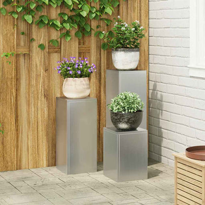 Plant Stand 3 pcs Silver 24 x 24 x 75 cm Galvanised Steel