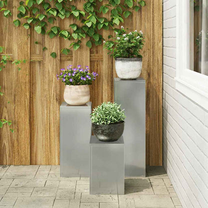 Plant Stand 3 pcs Silver 24 x 24 x 75 cm Galvanised Steel