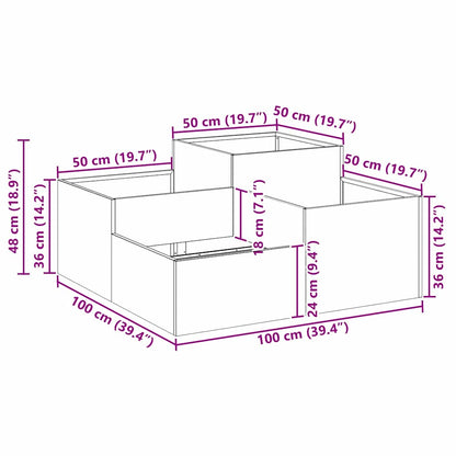 Garden Planter Olive green 100 x 100 x 48 cm Steel