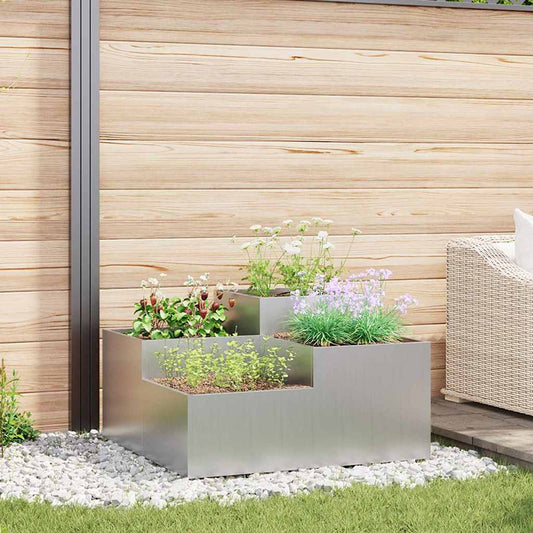 Garden Planter Silver 100 x 100 x 48 cm Galvanised steel