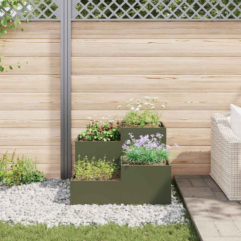 Garden Planter Olive green 80 x 80 x 60 cm Steel