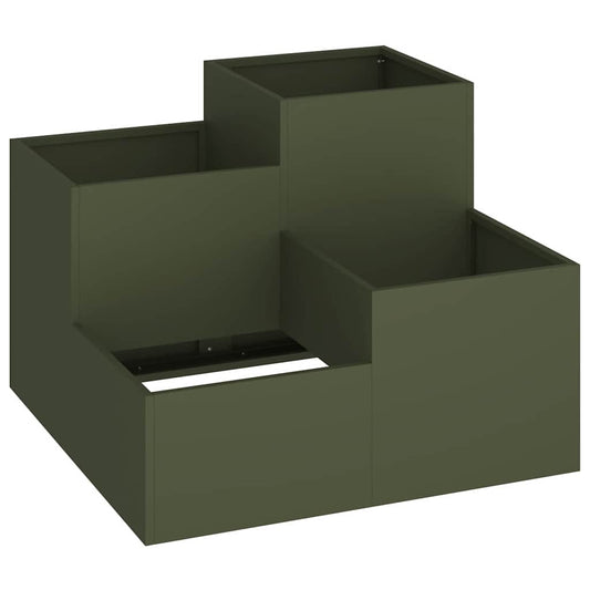 Garden Planter Olive green 80 x 80 x 60 cm Steel