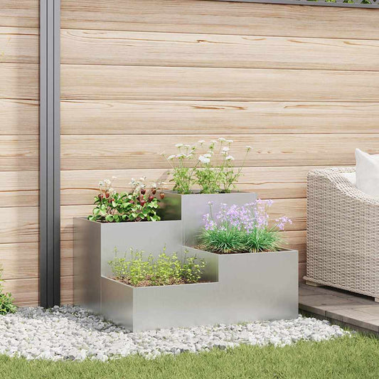 Garden Planter Silver 80 x 80 x 60 cm Galvanised steel