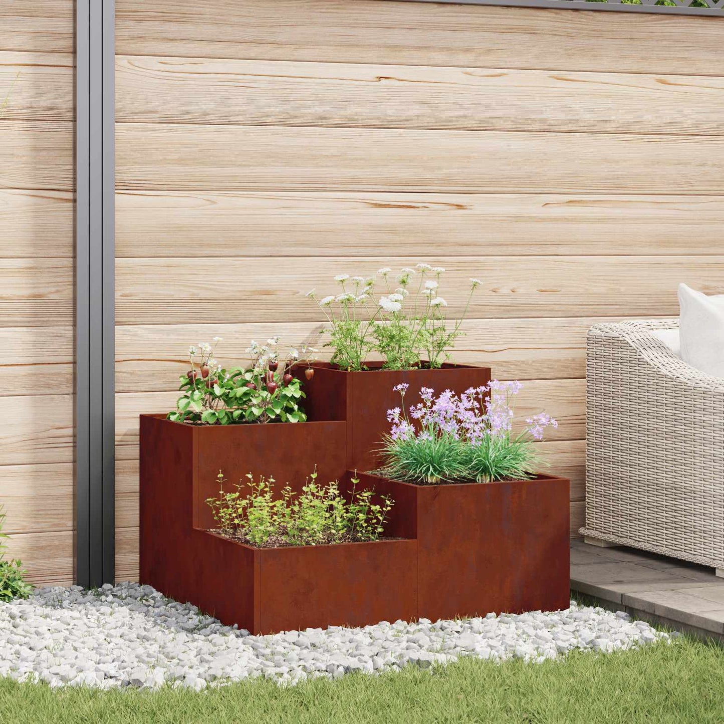 Garden Planter Rusty 100 x 100 x 60 cm Weathering Steel