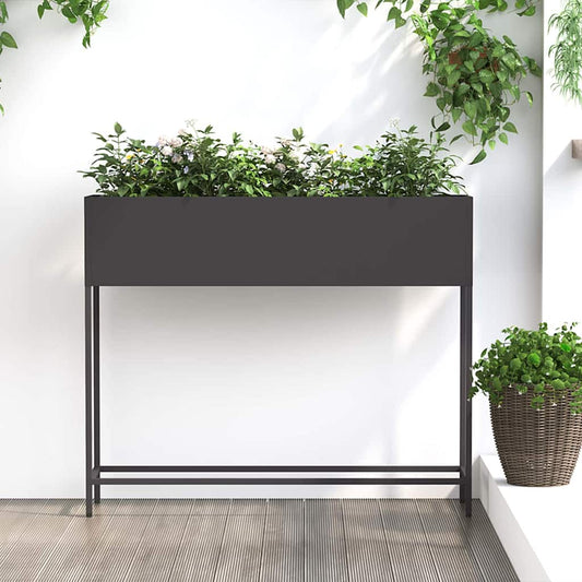 Raised Garden Planter Black 100 x 26 x 82 cm Steel