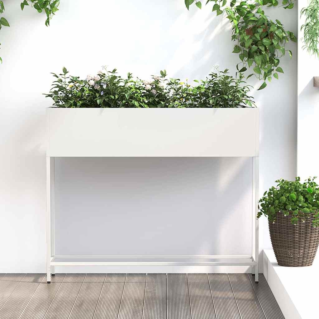 Raised Garden Planter White 100 x 26 x 82 cm Steel